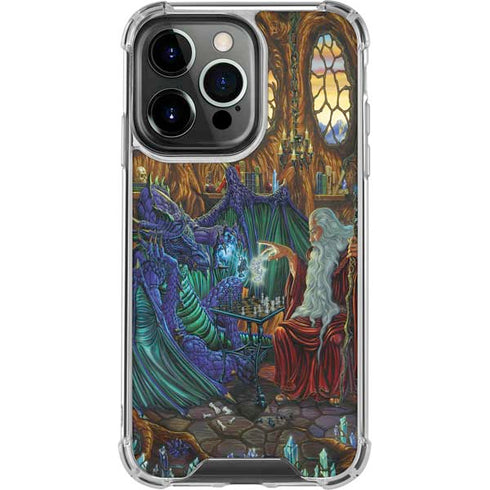 Dragon and Wizard Playing Chess by Ed Beard Jr iPhone 16 Pro Clear Case
